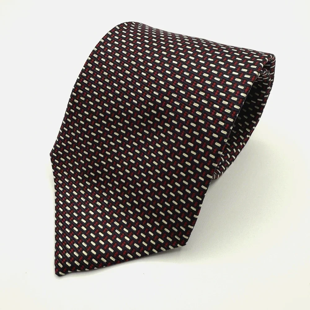 Lauren Ralph Lauren Tie Mens Silk Navy Red‎ Geometric Pattern Hand Finished USA
